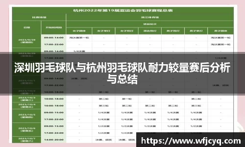 深圳羽毛球队与杭州羽毛球队耐力较量赛后分析与总结